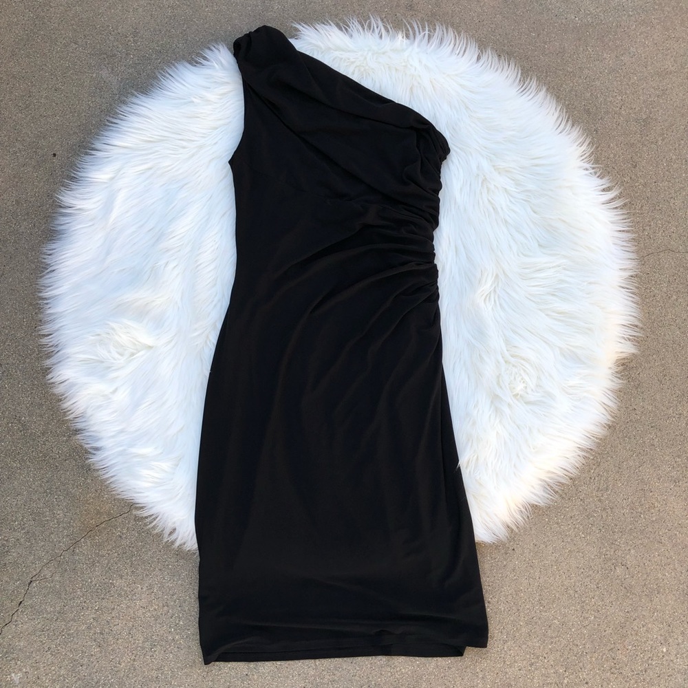 Ralph Lauren - One Shoulder Black Ruched Dress